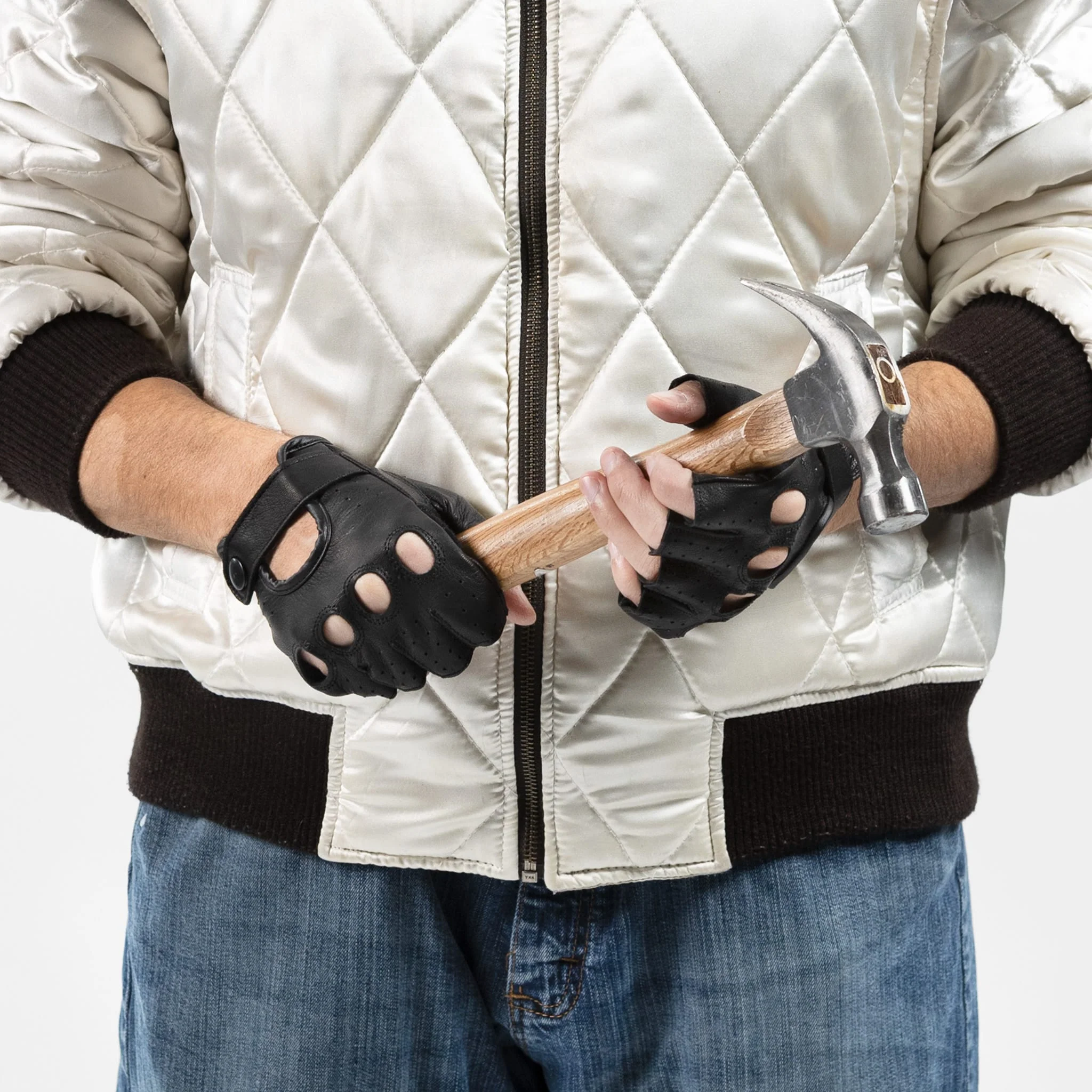 "Vodila" Leather Fingerless Driver Gloves - Image 2